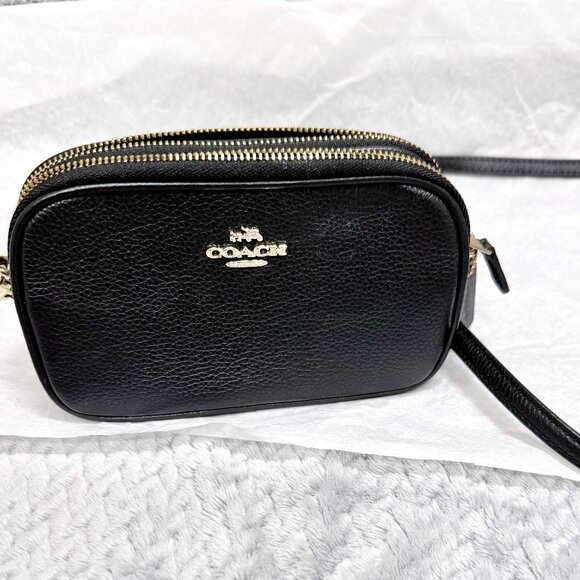 COACH Pebbled Leather Crossbody – Black – Gently Used - Picture 1 of 9